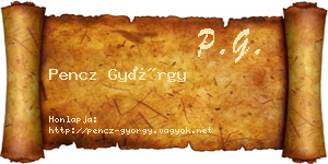 Pencz György névjegykártya